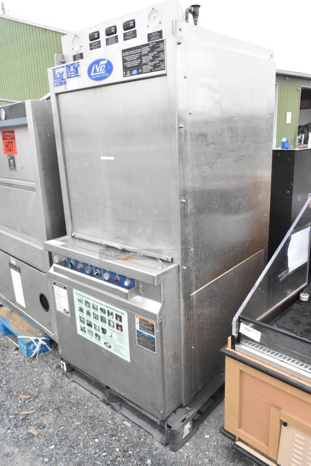 LVO FL14G stainless steel commercial pot and pan washer. 460 volts, 3 phase. Features control panel and instruction labels.