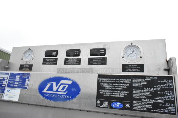 LVO FL14G Stainless Steel Commercial Pot and Pan Washer with control panel, gauges, and data plates. 460V, 3 Phase.