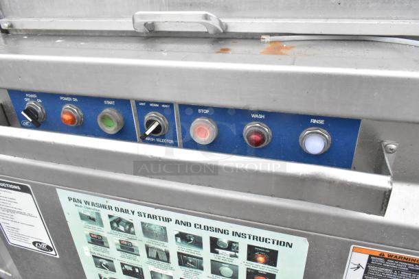 LVO FL14G Stainless Steel Pot and Pan Washer, floor style, 460V, 3-phase. Features control panel with wash, rinse settings.
