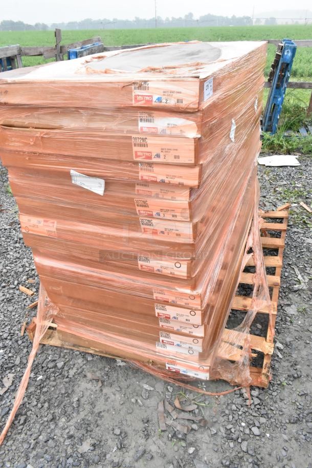 16 scratch and dent boxes of Metro 3072NC Super Erecta Wire Shelf on pallet, wrapped, new condition.
