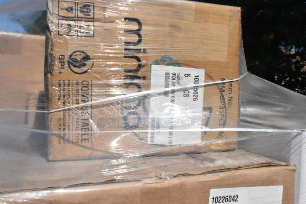 32 boxes of KC32 Kal Clear 32 oz drink cups, 3595 utility trays, Sparta 4011005 fryer brush, 10226042 glue boards, hot dog kraft.