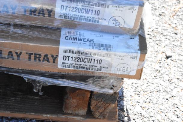 Scratch and Dent Boxes with Camwear RD1220CWH135 Display Cover, 20 Cup Short Rack, and DT1220CW110 Display Trays.