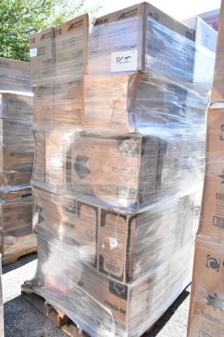 36 boxes, 4332000 LH1200 Mega Meal Lids, 8"x8"x3" 3-compartment containers. Scratch and dent condition, wrapped for auction.