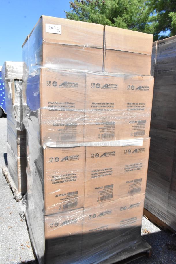 Sixteen boxes of Anchor Packaging 4542100 MegaMeal 100 Oz Tray Containers, scratch and dent condition.