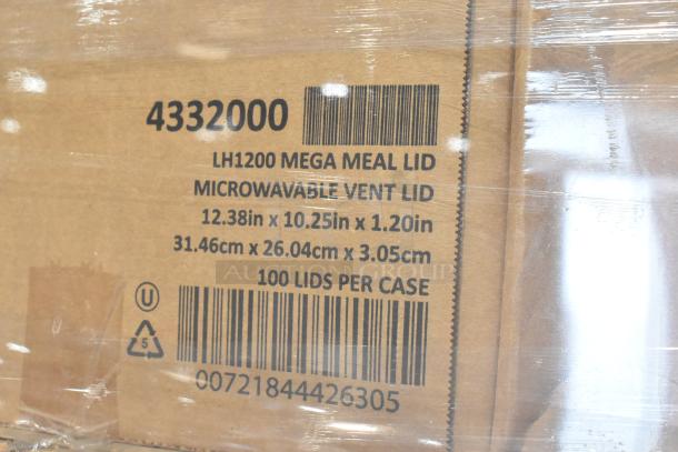 36 boxes of Anchor Packaging 4332000 clear lids for Mega-Meal Tray. Each box contains 100 microwavable vented lids.