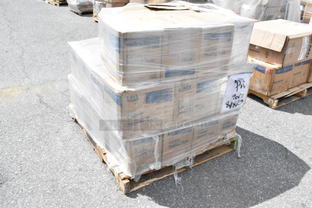 Pallet of Lavex carton sealing tape, 30 brand new scratch and dent items. Includes 2 Mil and 1.8 Mil varieties in cases.
