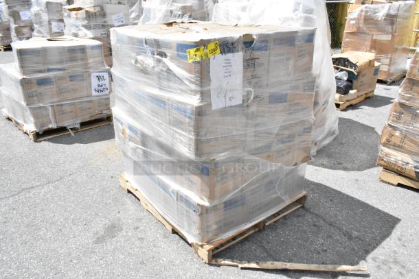 52 brand new scratch and dent Lavex 2 Mil Clear Acrylic 3" x 110 Yard Carton Sealing Tape, 24/case, on pallets.