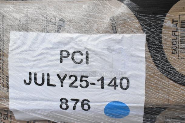 Plastic-wrapped package with label reading "PCI JULY25-140 876," containing 27 new scratch and dent items for auction.