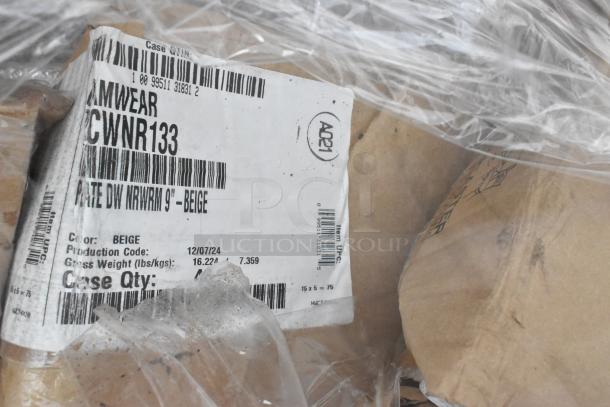 Packaging label displaying item number CWNR133, color beige, production date 12/07/24, and gross weight.