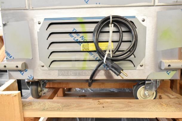 BRAND NEW 2022 BKI 52473-1 stainless steel meat freezer on commercial casters, 115V, 1 phase, with power cord.