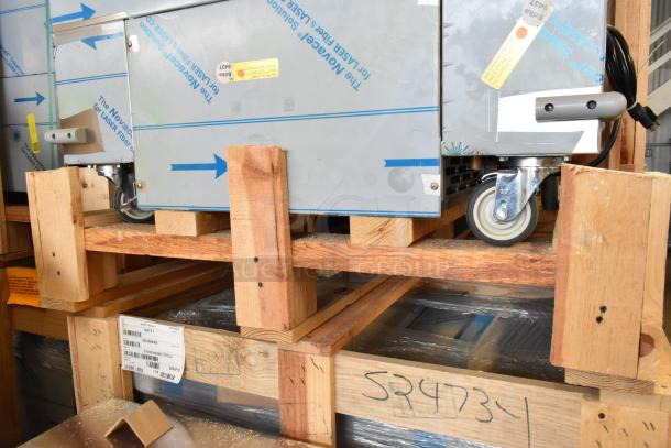 Brand new 2021 BKI 52473-1 stainless steel commercial meat freezer on casters; 115V, 1 phase.