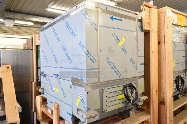 BRAND NEW 2021 BKI 52473-1 stainless steel commercial meat freezer on casters, 115V, 1 phase, with packaging intact.