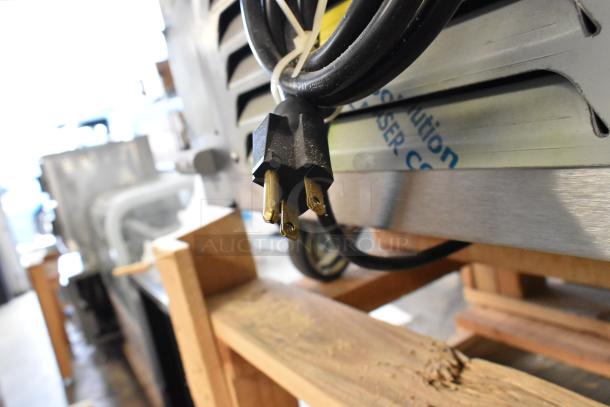 Brand new 2021 BKI 52473-1 stainless steel meat freezer, commercial casters, 115V, 1 phase. Plug and features shown.