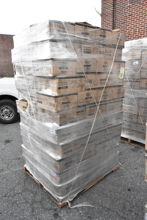 Pallet of 114 brand new scratch and dent boxes of Choice Wide Mouth Lid and Bands for canning jars, 48 per pack.
