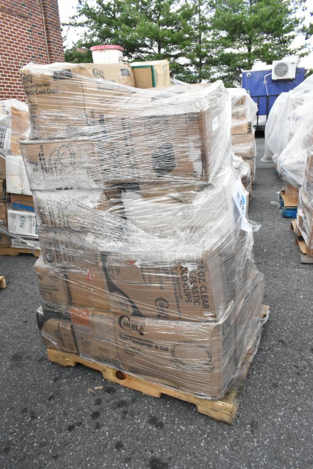 Pallet of 37 boxed items, brand new scratch and dent, including bowls, containers, lids, toilet paper, cups. Wrapped packaging.