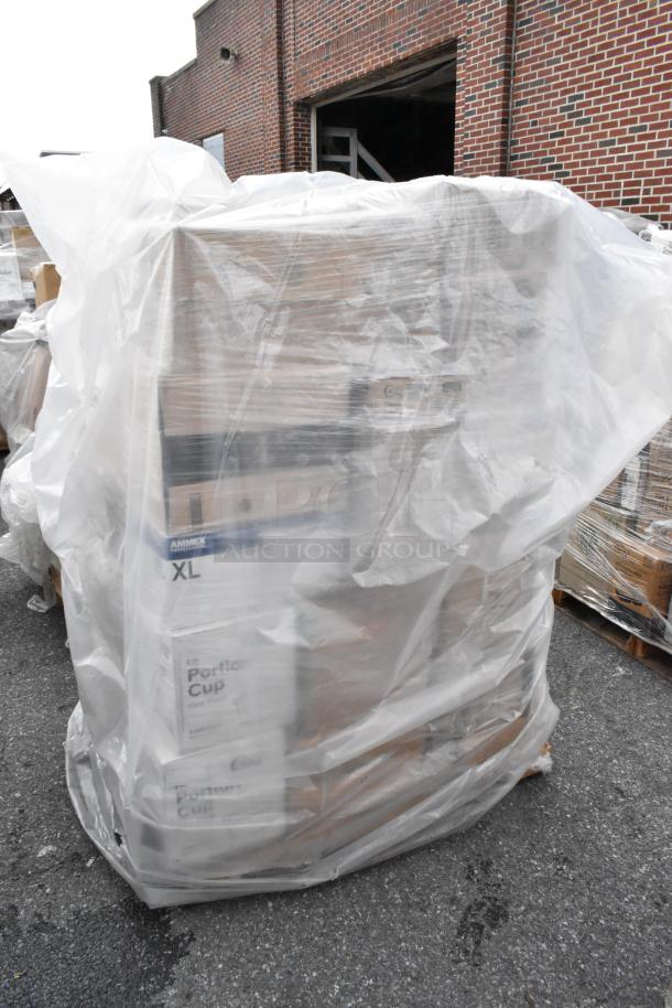 28 brand new scratch and dent items including to-go containers, plates, lids, bags, napkins, cold cups, gloves wrapped in plastic.