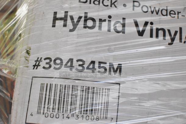 Plastic-wrapped box labeled "Hybrid Vinyl" with code #394345M and visible barcode. Contains new scratch and dent items.