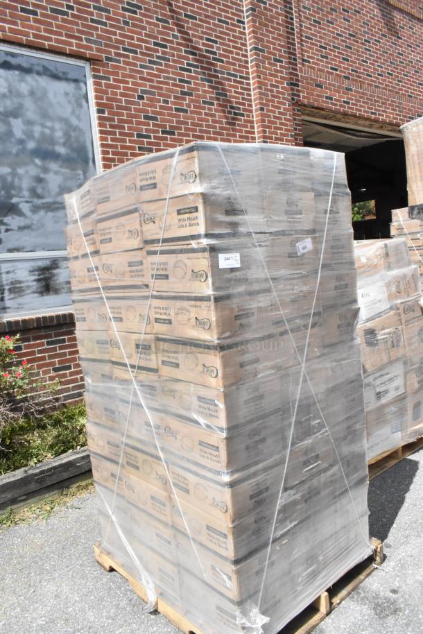 Pallet of 102 boxes of Choice Wide Mouth Canning Jar Lids and Bands, 48 per pack, brand new with minor scratches.