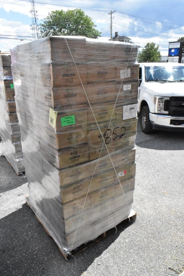 Pallet of 102 new scratch and dent boxes with Choice wide mouth lids and bands for canning jars, 48 per pack, wrapped in plastic.