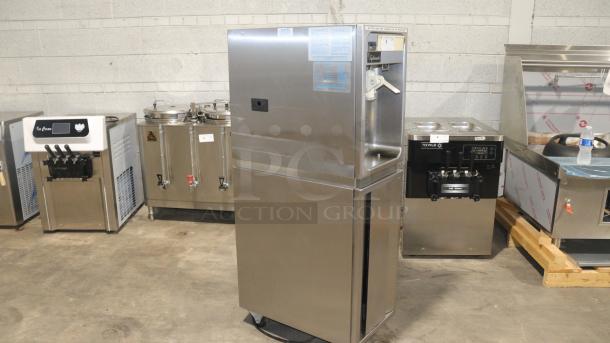 NEW Taylor Soft Serve Freezer Single Flavor Model # 150, stainless steel, Model Y150-12, pristine condition, factory labels visible.
