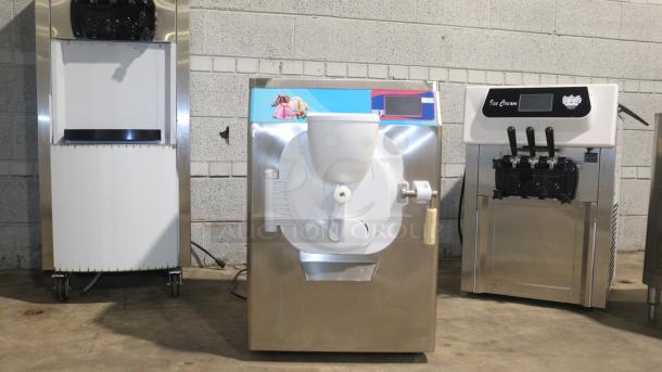 Kolice ICM-28 ETL certified countertop gelato machine, stainless steel, heavy duty, excellent condition, frontal view.