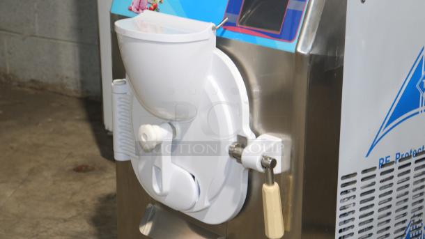 Kolice ICM-28 ETL-certified heavy-duty countertop gelato ice cream machine with dispensing handle and cup, shown in excellent condition.