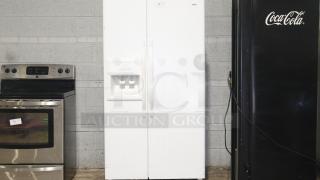 KENMORE Model 106.53502300 side-by-side refrigerator with cold water dispenser, white finish, overall good condition.