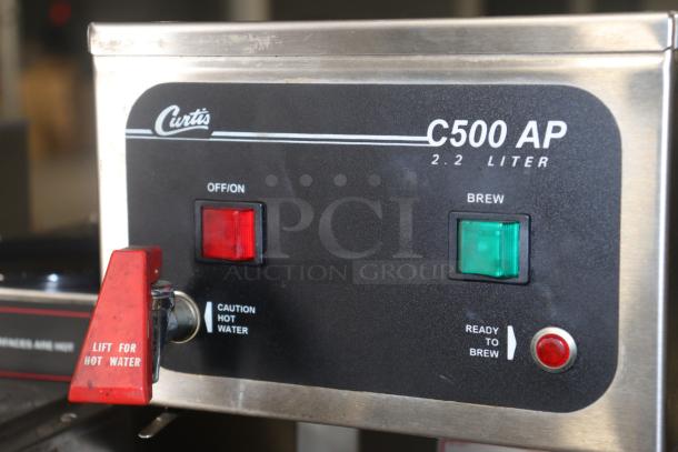 CURTIS C500AP Airpot Coffee Brewer, 2.2-liter capacity, features on/off and brew buttons, visible hot water lever.