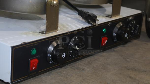 SUNBOS JPX-DXG-2 ice cream cone baking machine, with control knobs and power switches. Used condition.