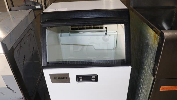 KUPPET Commercial Ice Maker, Model HZB-45/1020100400, in good condition. Features control panel and visible interior storage.