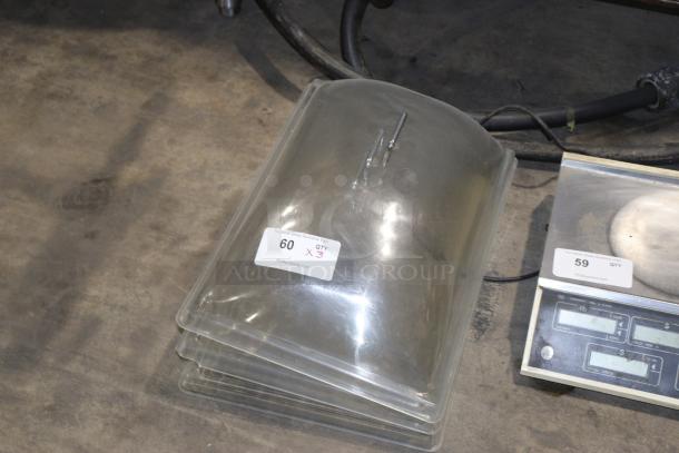 Clear plastic ROYAL PRODUCT case cover, slightly curved, with label indicating quantity of 3. Good condition.
