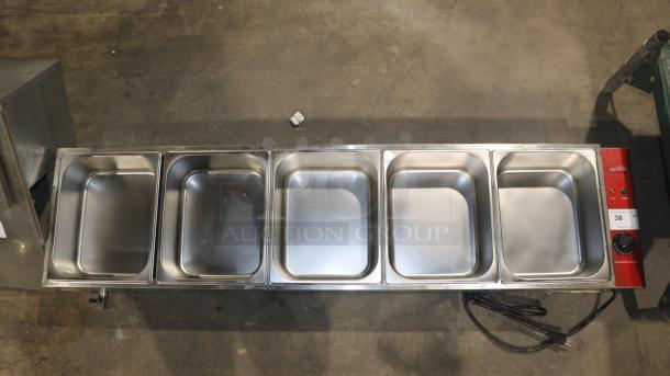 Brand new Avantco electric Bain Marie food warmer, model 177BMFW5, with five half-size wells, 1750W, 120V.