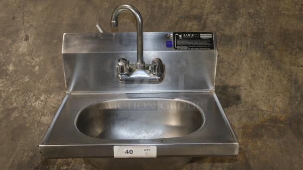 Eagle Group HSA-10-FAW hand sink with gooseneck faucet, wrist action handles, P-trap, tail piece, and basket drain.