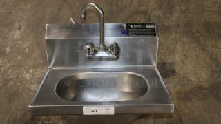 Eagle Group HSA-10-FAW hand sink with gooseneck faucet, wrist action handles, P-trap, tail piece, and basket drain.