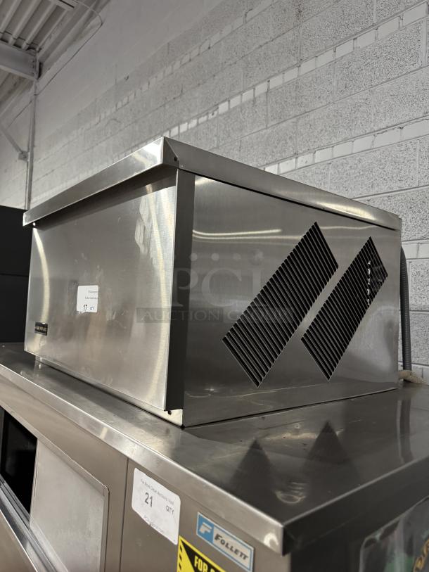 KOLD DRAFT GT351AHK ice machine, 115V air cooled, full cube, 352 lbs capacity, like new condition, visible Follett label.