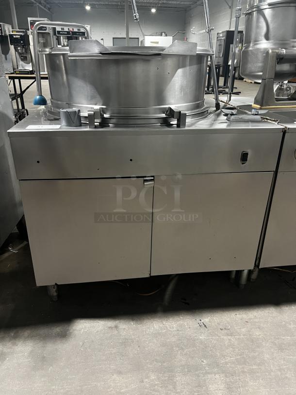 Cleveland 60 Gallon Tilt Kettle & Gas Steam Generator, Model X4PS, stainless steel, commercial kitchen appliance.