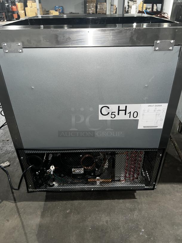 BERG BERS27 8 Pan 1-Door Sandwich Prep Table, steel exterior, visible circuit diagram, good condition.
