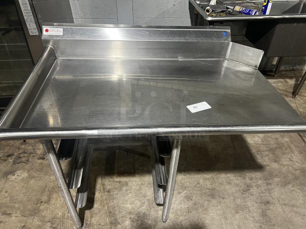 Sturdi-Bilt Deluxe Dishtable, 16 gauge stainless steel, features 3 bun pan rack, excellent condition, branded label visible.