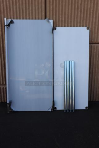 BRAND NEW Regency 30" x 60" 18-Gauge Stainless Steel Work Table, Model 600TB3060G, with 4" Backsplash and Galvanized Undershelf. Original packaging damaged; unit may have scratches and dents.