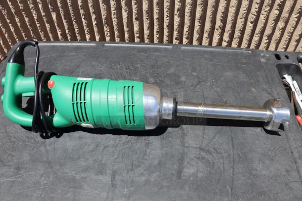Brand new AvaMix IBHD12 12" heavy-duty immersion blender, 1 1/4 hp, out of packaging, model and serial number label visible.