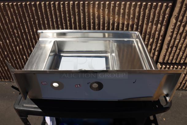 Regency 600DDT36L 3' soiled dish table, brand new with scratch-n-dent condition, stainless steel, left drainboard.