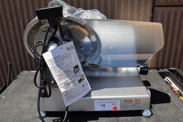 Avantco SL312 12" manual meat slicer, 1/3 hp, 120 volts, scuffs and scratches, cleaning guide attached, S/N: 03 017525 SL312.