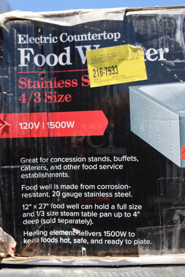 Avantco W43 4/3 Size Electric Food Warmer, 120V, 1500W. New, box damaged, unit lightly scratched. S/N: 20241104965.