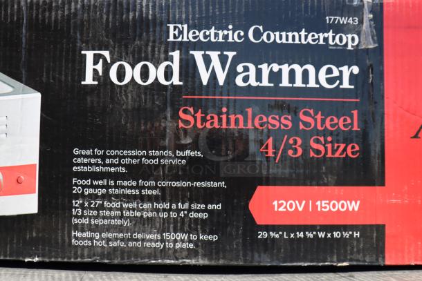 Avantco W43 4/3 Size Electric Food Warmer, 120V, 1500W, new with minor scratches, box damaged, S/N: 20241104965.