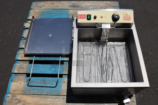 Brand new Carnival King DFC18001 25 lb. funnel cake/donut fryer, 120V, 1800W. Scratch-n-dent, out of original packaging.