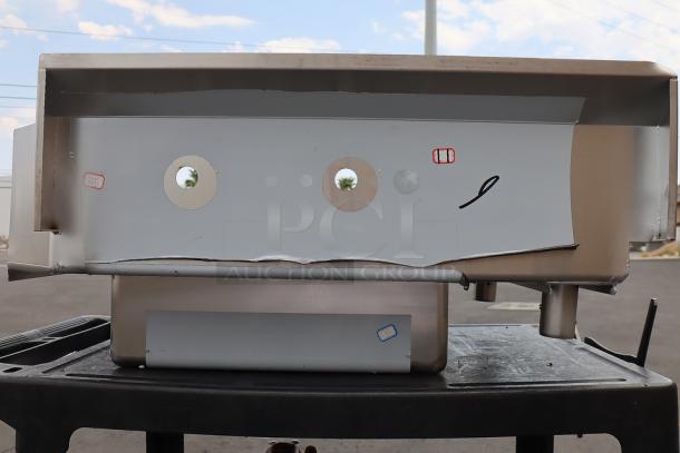 BRAND NEW Regency 600DDT36L Soiled Dish Table, 16 Gauge, Left Drainboard, bent backsplash corner, stainless steel legs.
