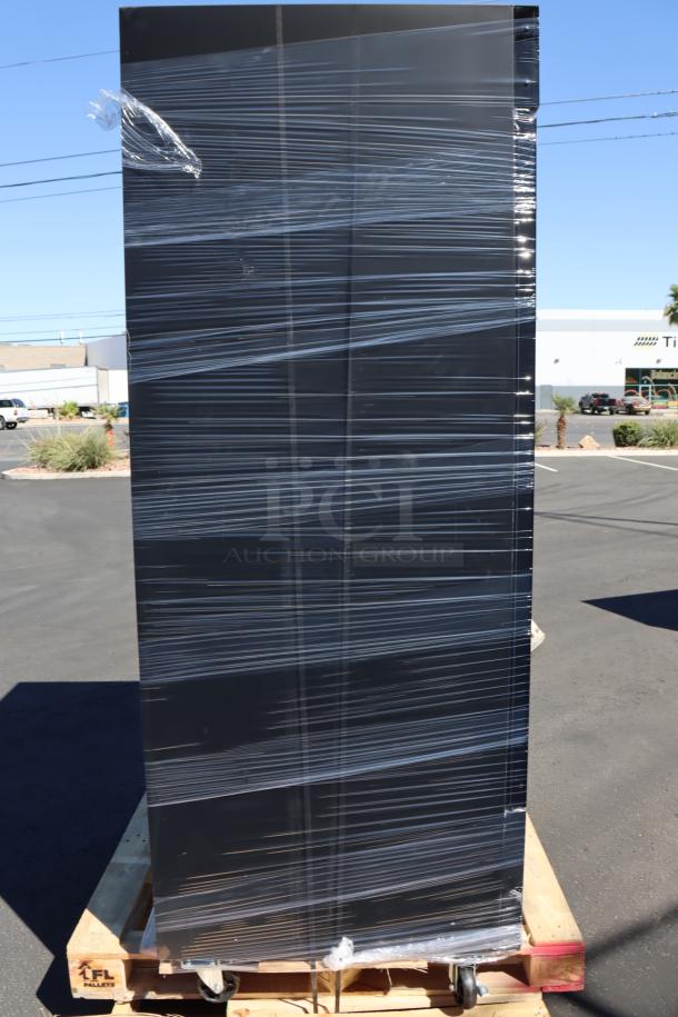 Avantco GDC49HCB 53" black merchandiser refrigerator, brand new scratch-n-dent, wrapped, with LED lighting, 115V.