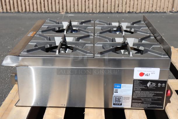 Brand new Cooking Performance Group R-CPG-24-NL 4 Burner Gas Range, 88,000 BTU. Minor dents, potential missing parts.