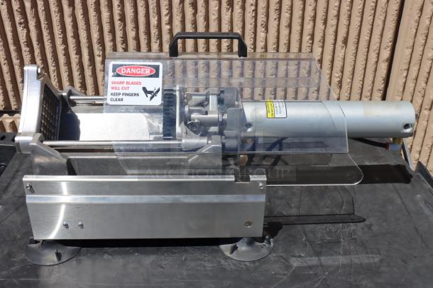 NEW Nemco 56455-1 Monster Airmatic FryKutter, 1/4" air-powered, stainless steel, safety warnings visible, excellent condition.