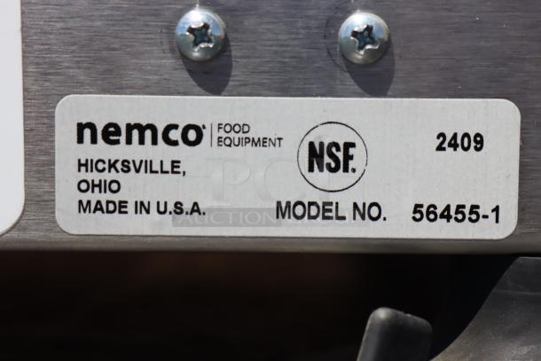 Nemco 56455-1 Monster Airmatic FryKutter tag, NSF certified, made in USA, model number 56455-1.